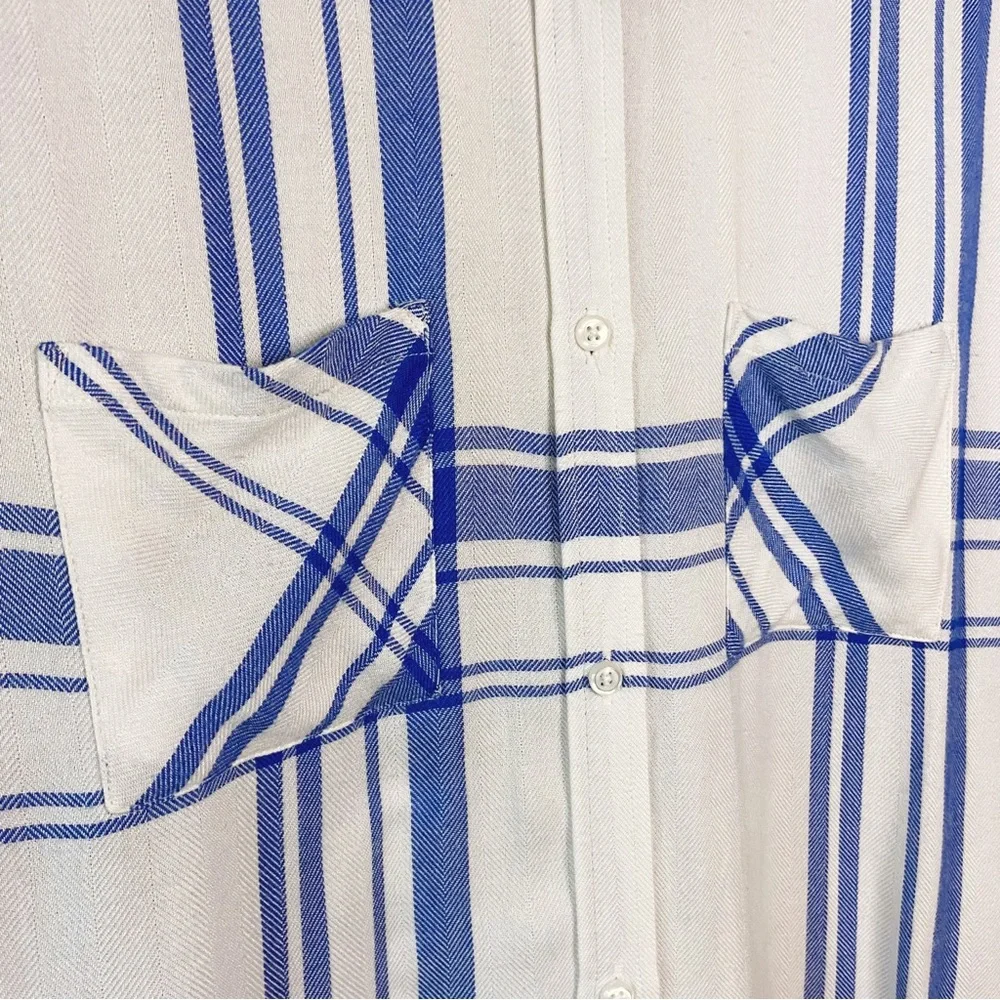 Rails White and Blue Short Sleeve Women's flannel plaid Top, Small, SOFT - Picture 9 of 15
